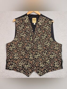 Wah Maker Vest Men's Size XL Dragon Floral Western Cowboy Paisley Frontier
